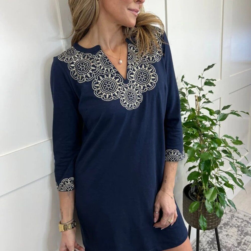 Boden Eda Embroidered Jersey Tunic Top Size 6